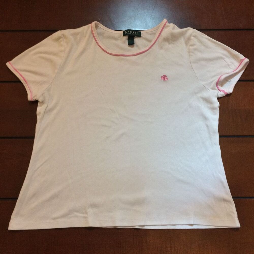 Y2K Lauren Ralph Lauren monogrammed white t shirt large